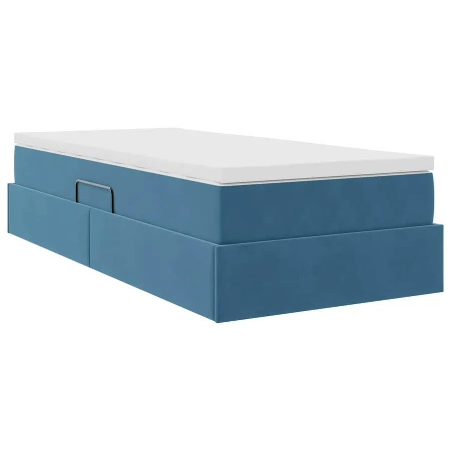 Lit avec rangement et matelas Bleu foncé 90 x 190 cm Velours - 5