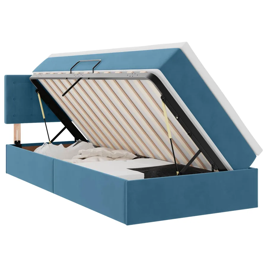 Lit de rangement LED avec matelas Bleu foncé 100 x 200 cm - 2