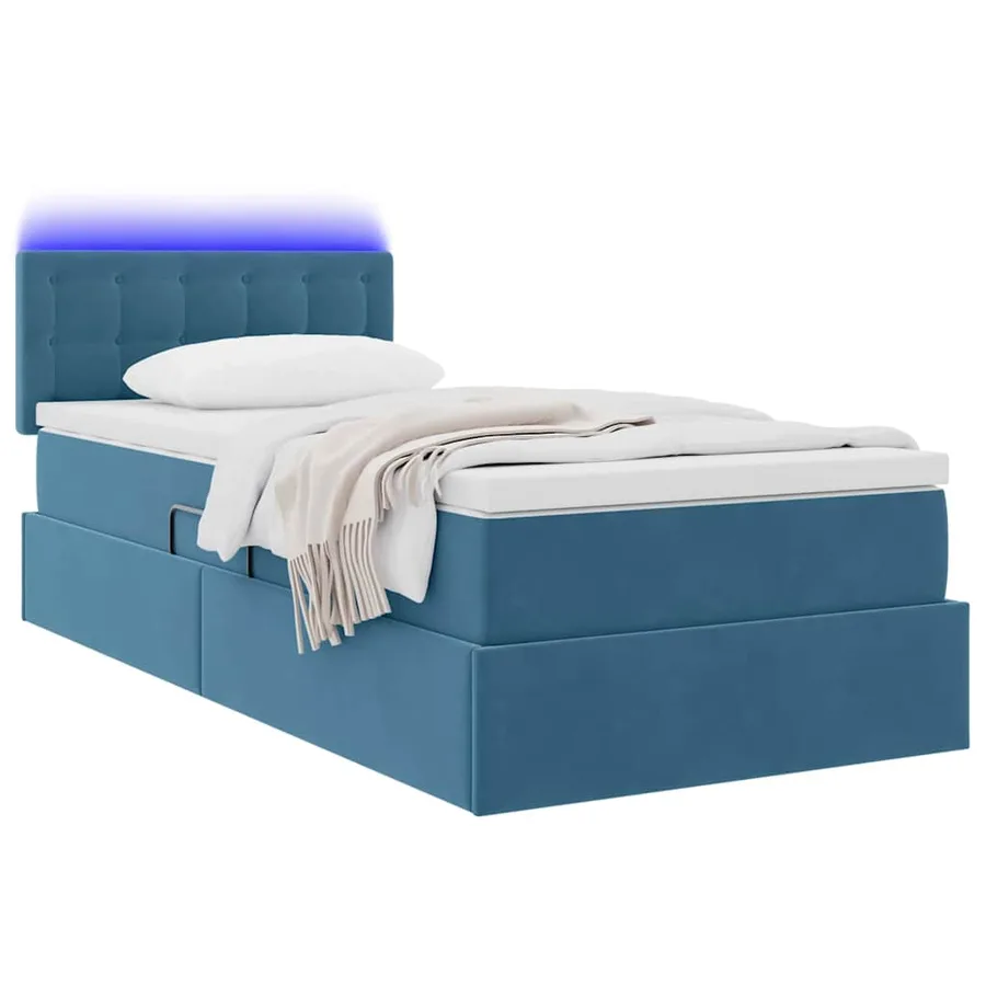 Lit de rangement LED avec matelas Bleu foncé 100 x 200 cm - 3