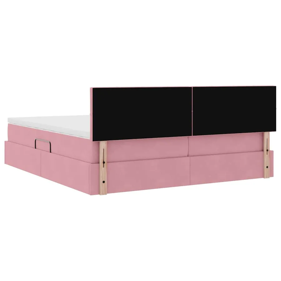Lit de rangement LED avec matelas Rose 180 x 200 cm Velours - 13