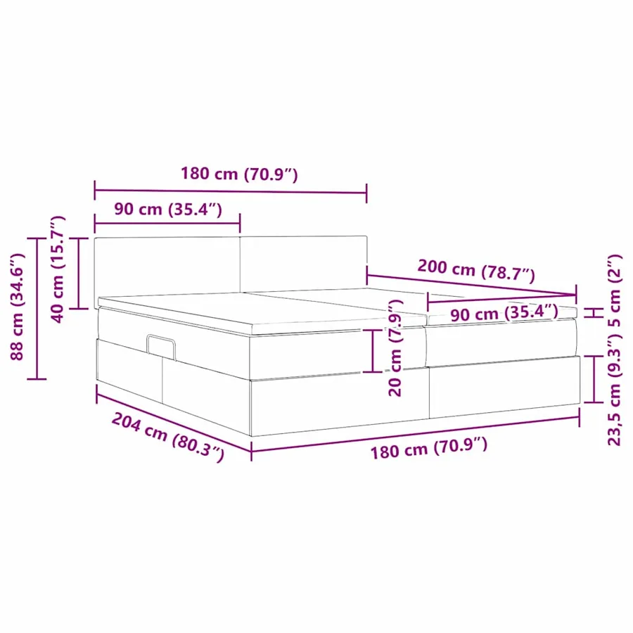 Lit de rangement LED avec matelas Rose 180 x 200 cm Velours - 18