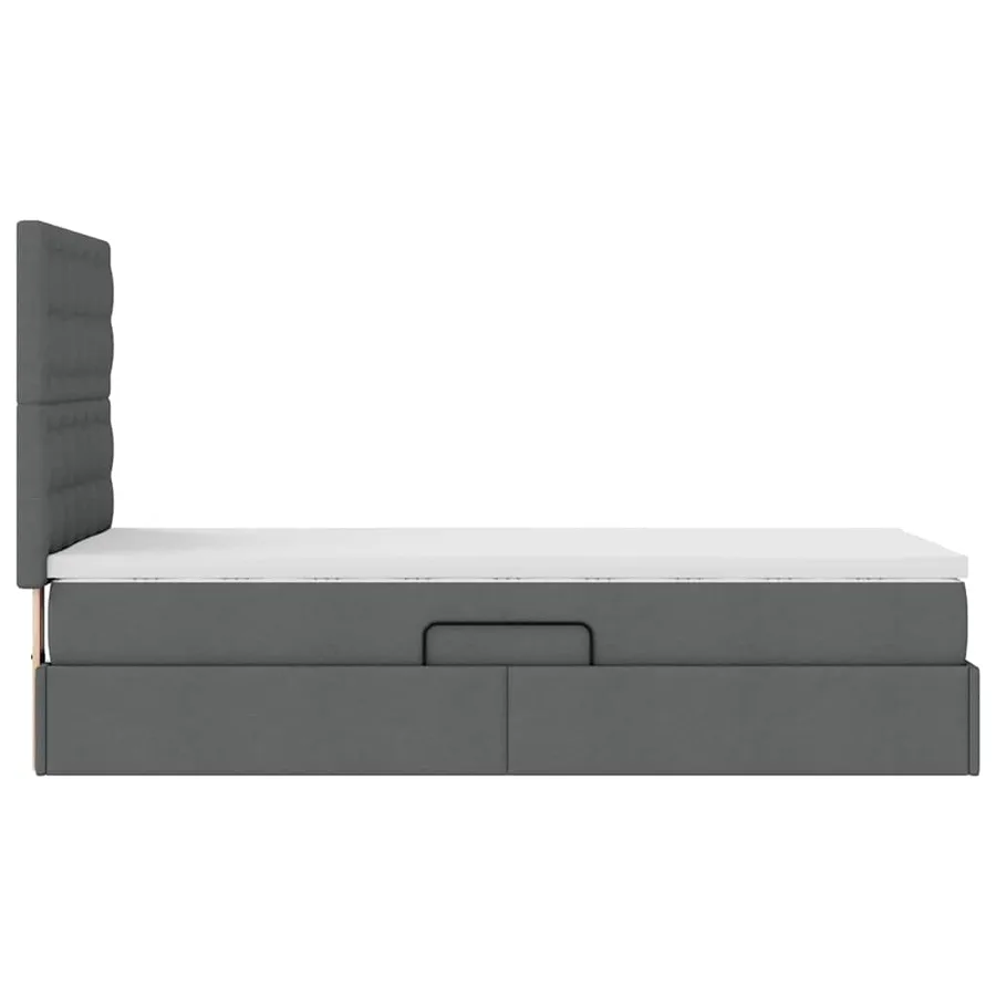 Lit de rangement LED avec matelas Gris foncé 90 x 190 cm Tissu - 11