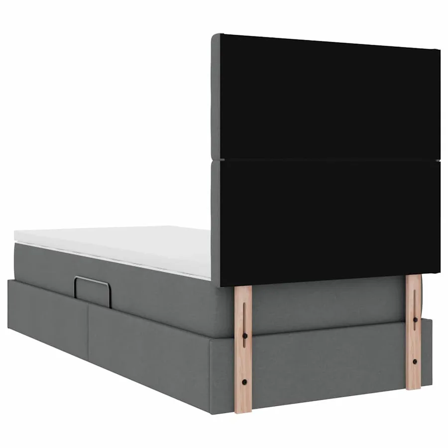 Lit de rangement LED avec matelas Gris foncé 90 x 190 cm Tissu - 12