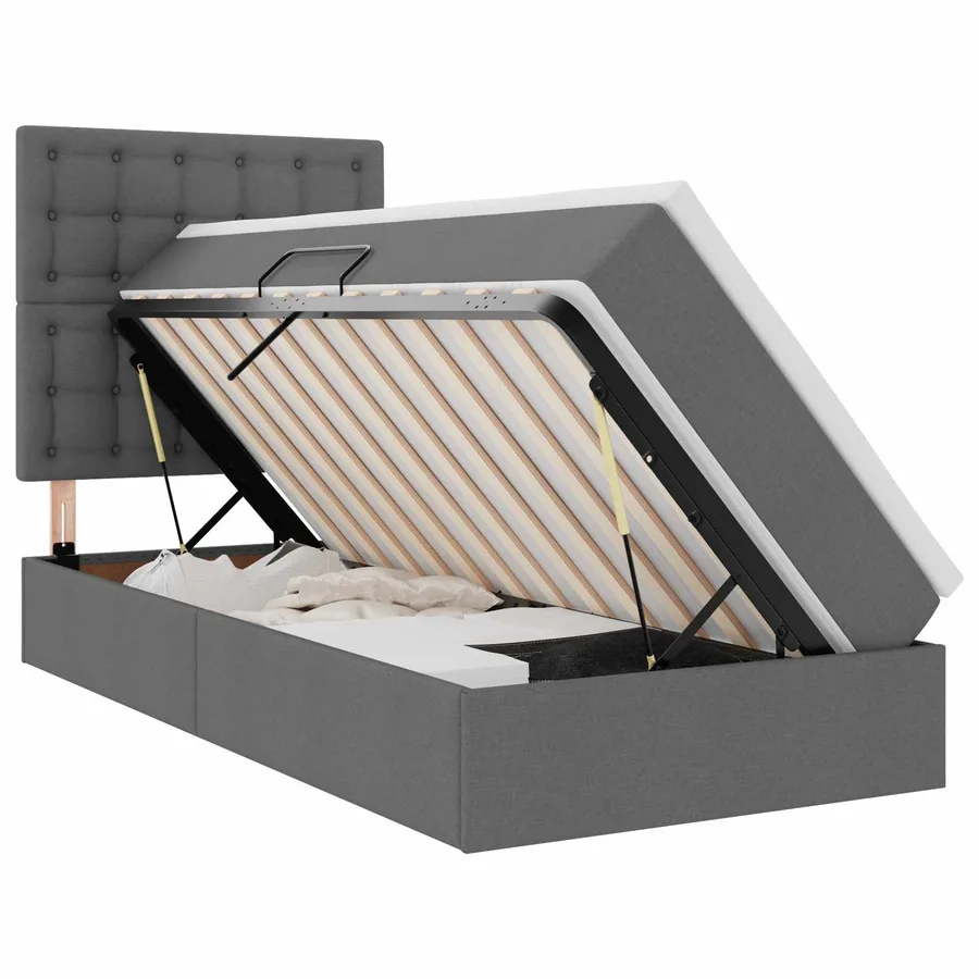 Lit de rangement LED avec matelas Gris foncé 90 x 190 cm Tissu - 2