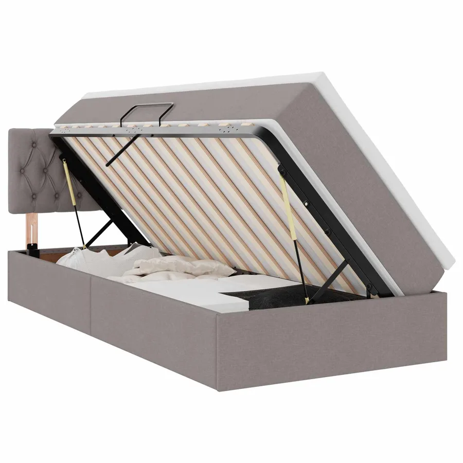 Lit avec rangement et matelas avec matelas Taupe 100 x 200 cm - 2