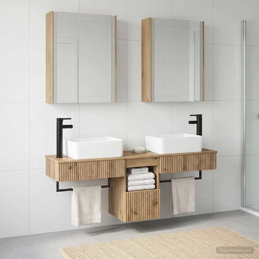 Ensemble d'armoire de salle de bain 5 pc Chêne artisanal