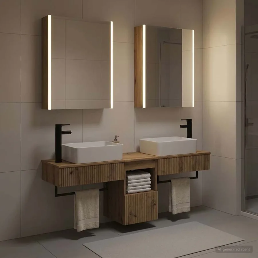 Ensemble d'armoire de salle de bain 5 pc Chêne artisanal - 4