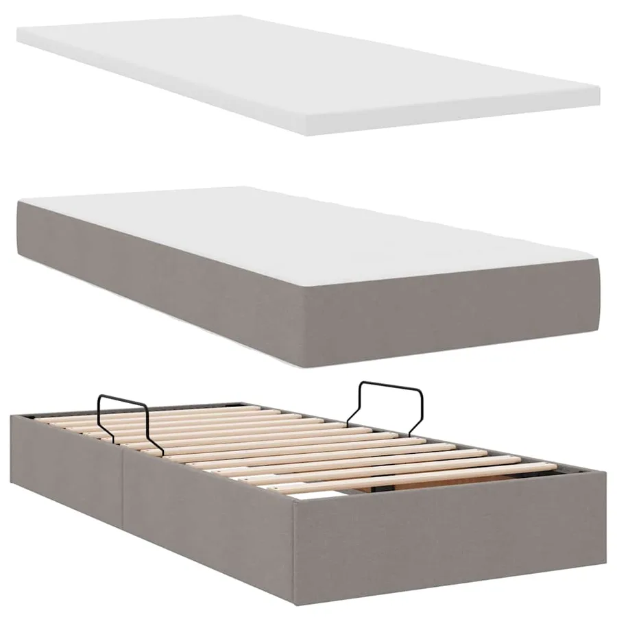 Lit de rangement LED avec matelas Taupe 100 x 200 cm Tissu - 9