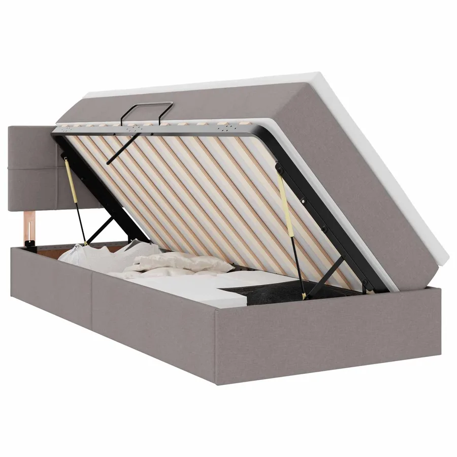 Lit avec rangement et matelas avec matelas Taupe 100 x 200 cm - 2