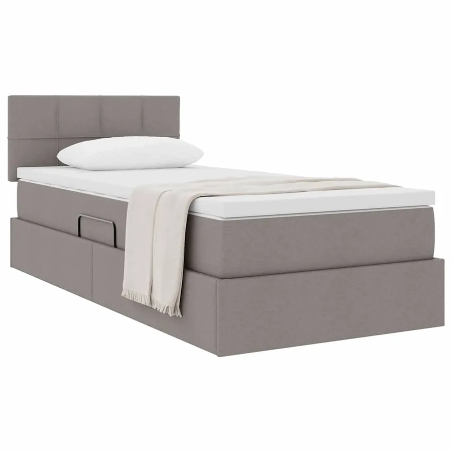 Lit avec rangement et matelas avec matelas Taupe 100 x 200 cm - 3