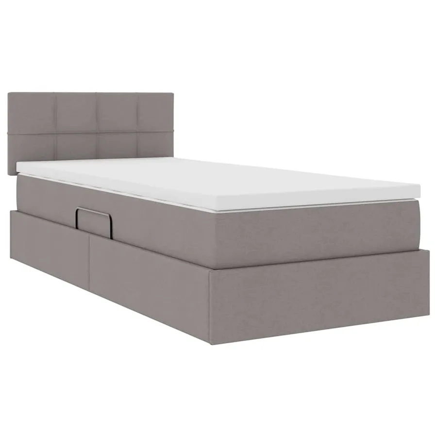 Lit avec rangement et matelas avec matelas Taupe 100 x 200 cm - 5