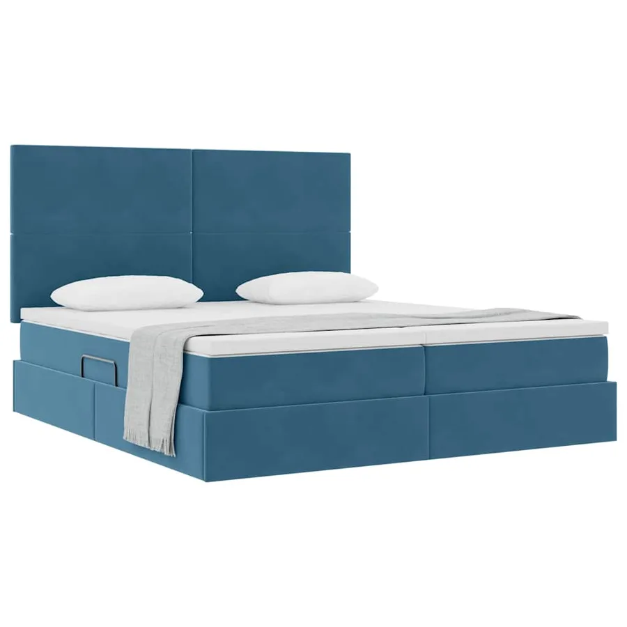 Lit de Rangement avec stockage Bleu foncé 200 x 200 cm Velours - 3