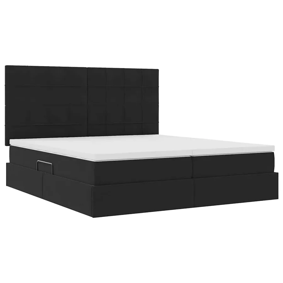 Lit de rangement LED avec matelas Noir 200 x 200 cm Velours - 6
