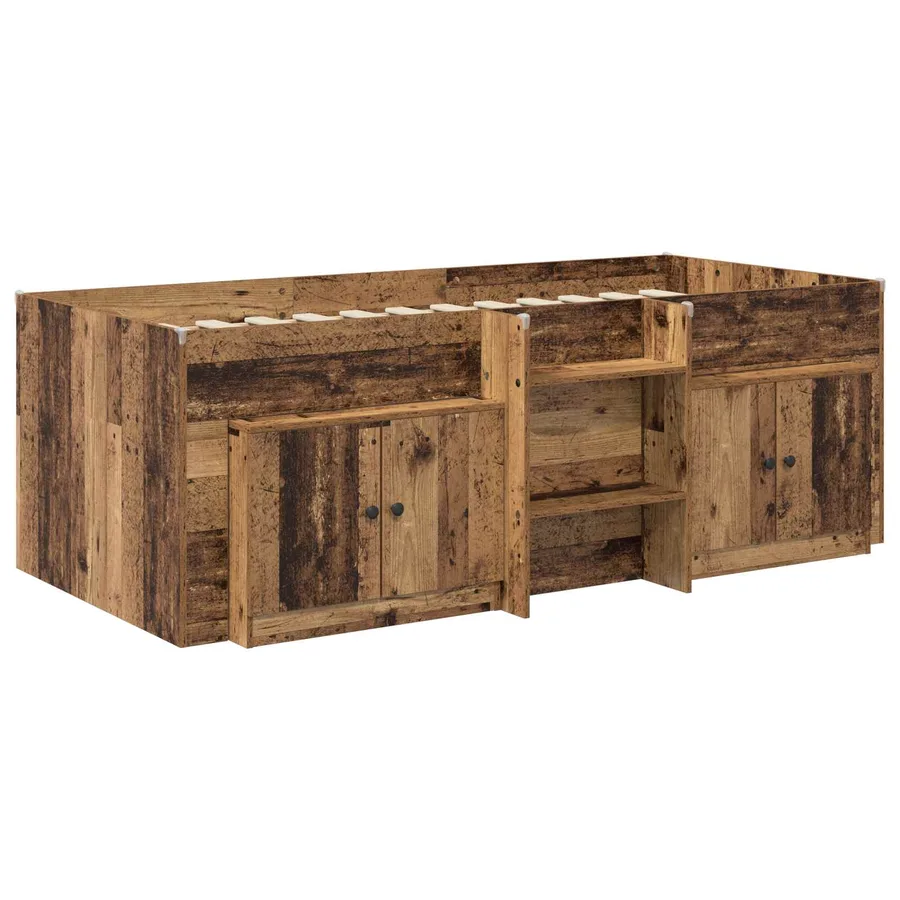 Cadre de lit en loft avec armoire avec porte 3 pc Bois ancien - 3