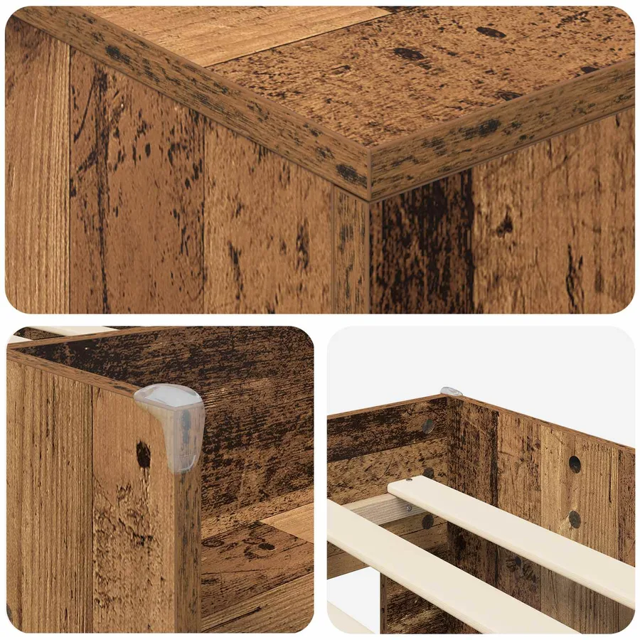 Cadre de lit en loft avec armoire avec porte 3 pc Bois ancien - 6