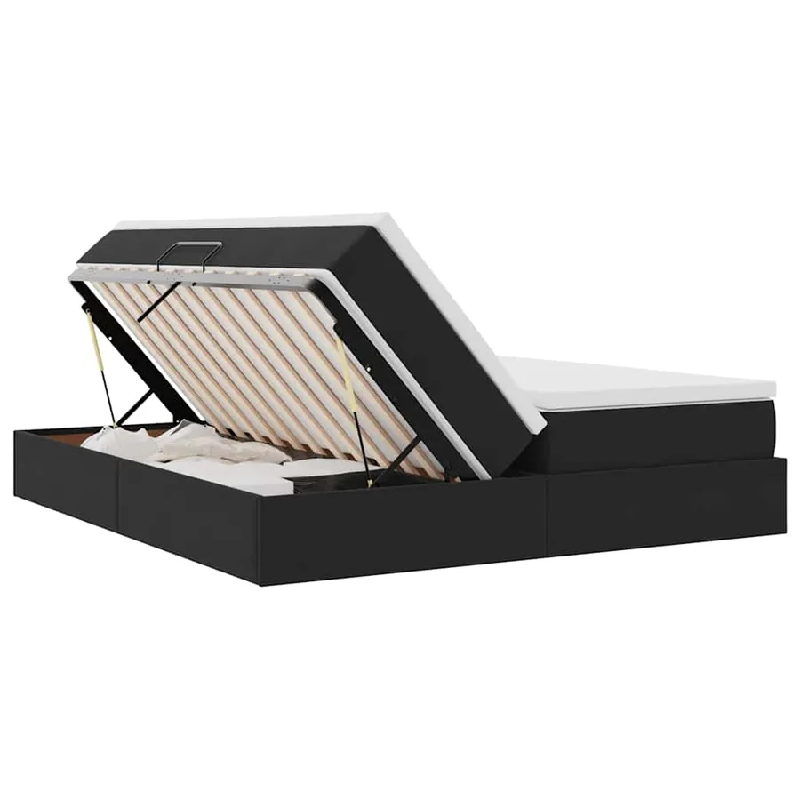 Lit avec rangement et matelas Noir 200 x 200 cm Velours - 7