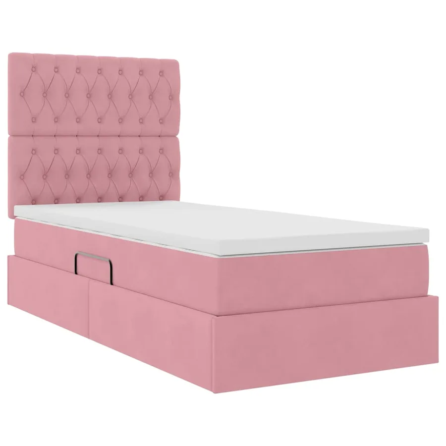Lit avec rangement et matelas Rose 90 x 200 cm Velours - 5