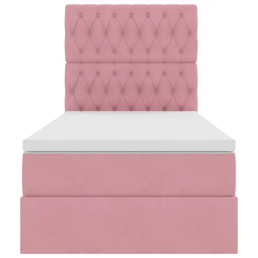 Lit avec rangement et matelas Rose 90 x 200 cm Velours - 7