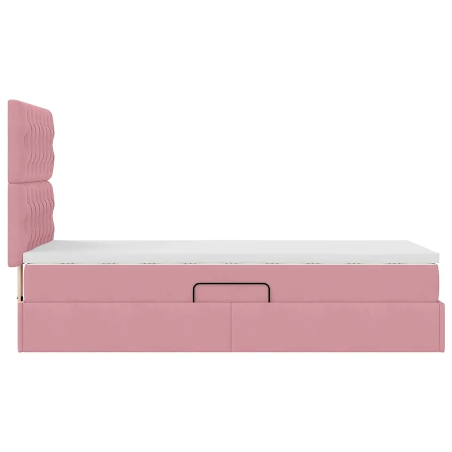 Lit avec rangement et matelas Rose 90 x 200 cm Velours - 8