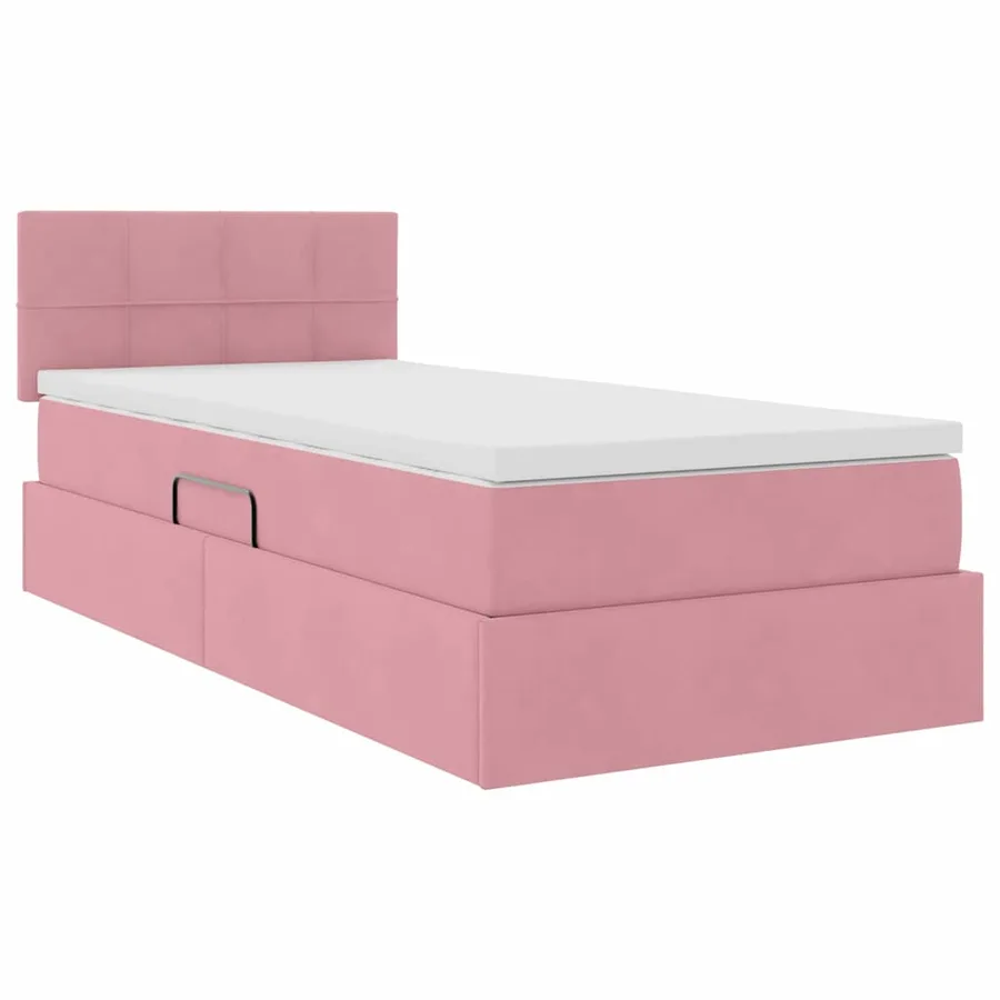 Lit de Rangement avec matelas Rose 90 x 200 cm Velours - 5