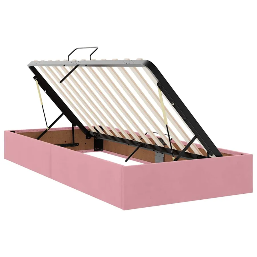 Lit de Rangement avec matelas Rose 90 x 200 cm Velours - 6