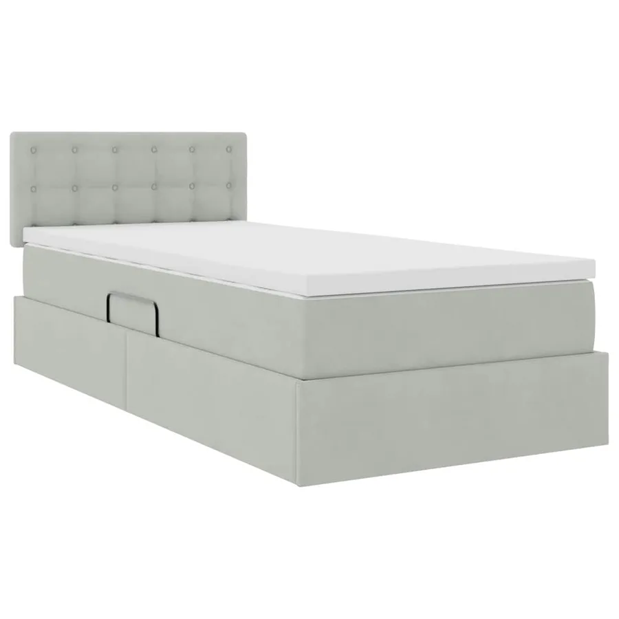 Lit de rangement LED avec matelas Gris clair 90 x 190 cm - 6
