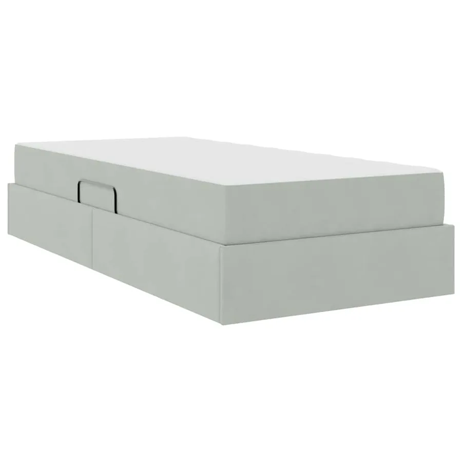 Lit avec rangement et matelas Gris clair 90 x 190 cm Velours - 10