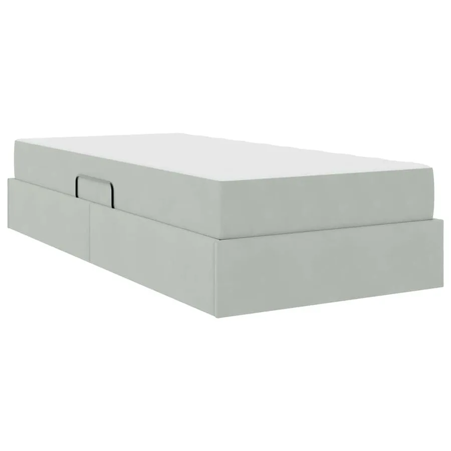 Lit avec rangement et matelas Gris clair 90 x 190 cm Velours - 5