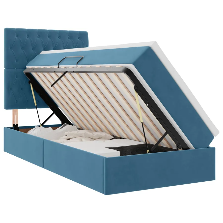 Lit de rangement LED avec matelas Bleu foncé 90 x 190 cm - 2