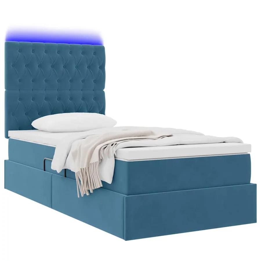 Lit de rangement LED avec matelas Bleu foncé 90 x 190 cm - 3