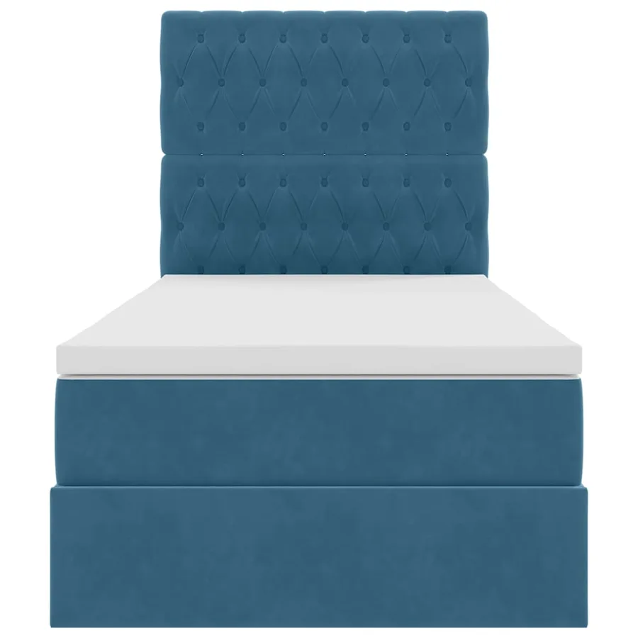 Lit avec rangement et matelas Bleu foncé 90 x 190 cm Velours - 7