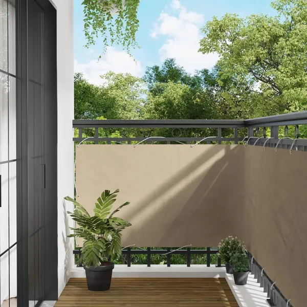 Écran de balcon Beige 100 x 400 cm Tissu Oxford