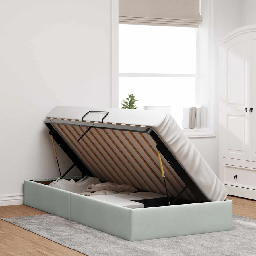 Cadre de lit ottoman Gris clair 90 x 200 cm Velours - 4