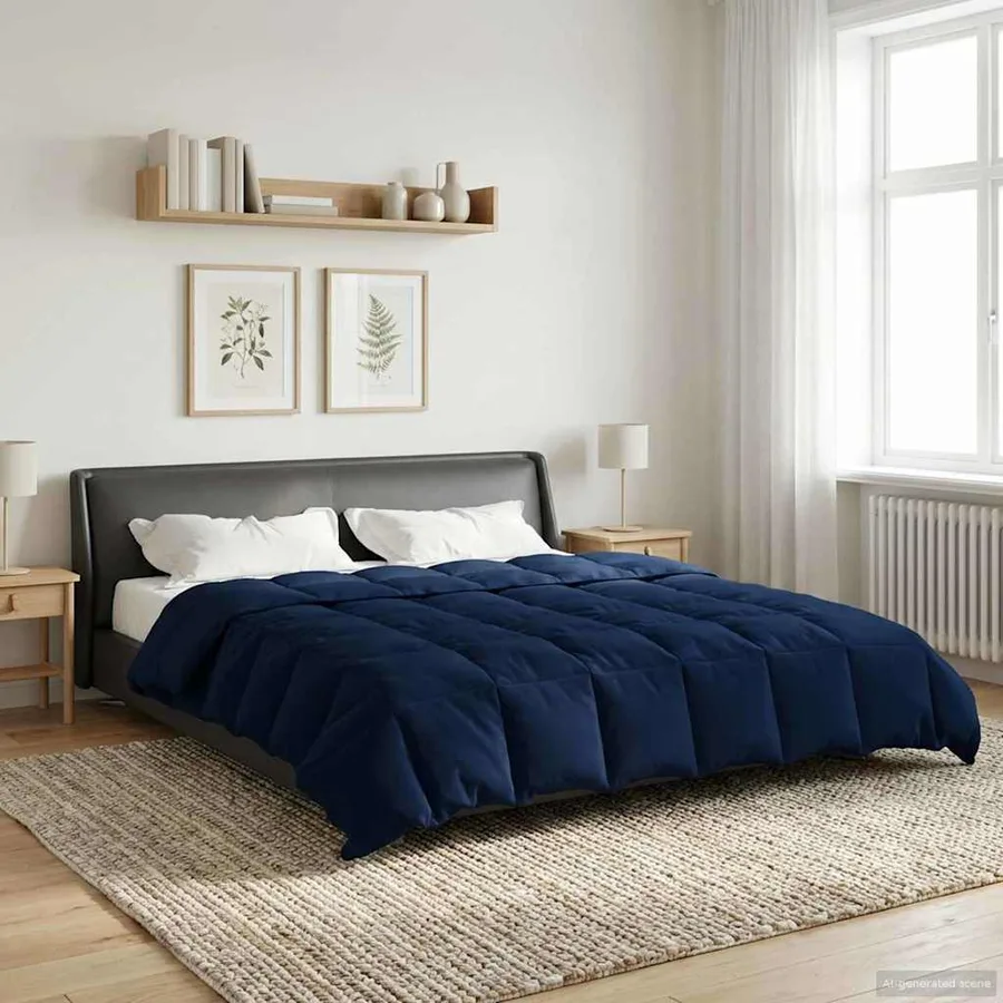 Duvet d'hiver Matelassé Bleu foncé 220 x 260 cm Microfibre - 4
