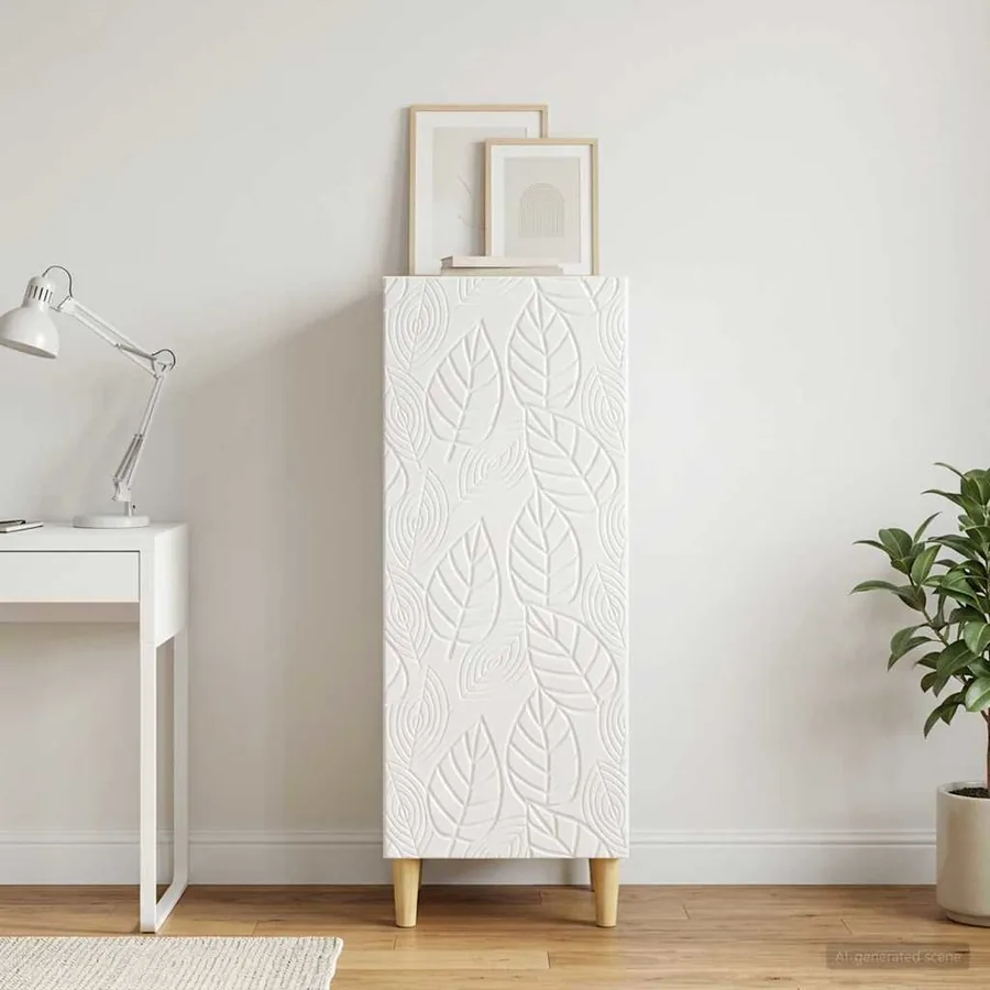 Buffet Blanc brillant 33 x 34,5 x 90 cm Bois d'ingénierie