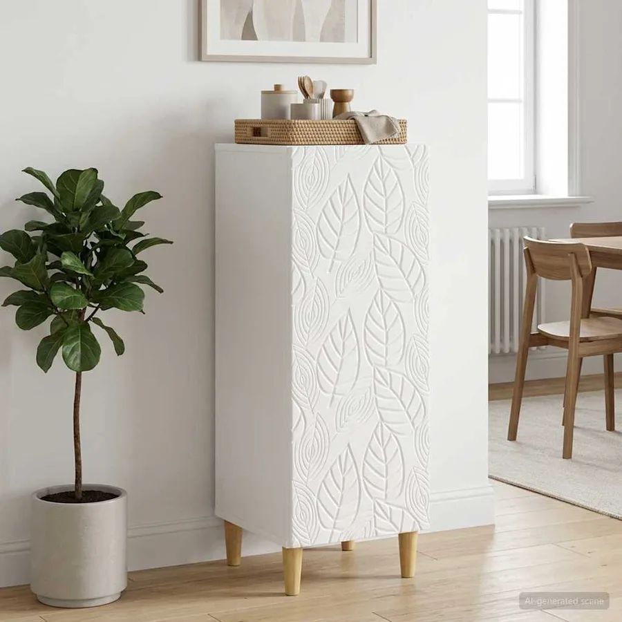 Buffet Blanc brillant 33 x 34,5 x 90 cm Bois d'ingénierie - 3