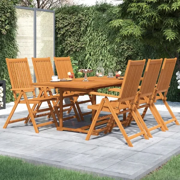 Ensemble à manger de jardin 7 pcs Bois d'acacia massif 150-200 cm