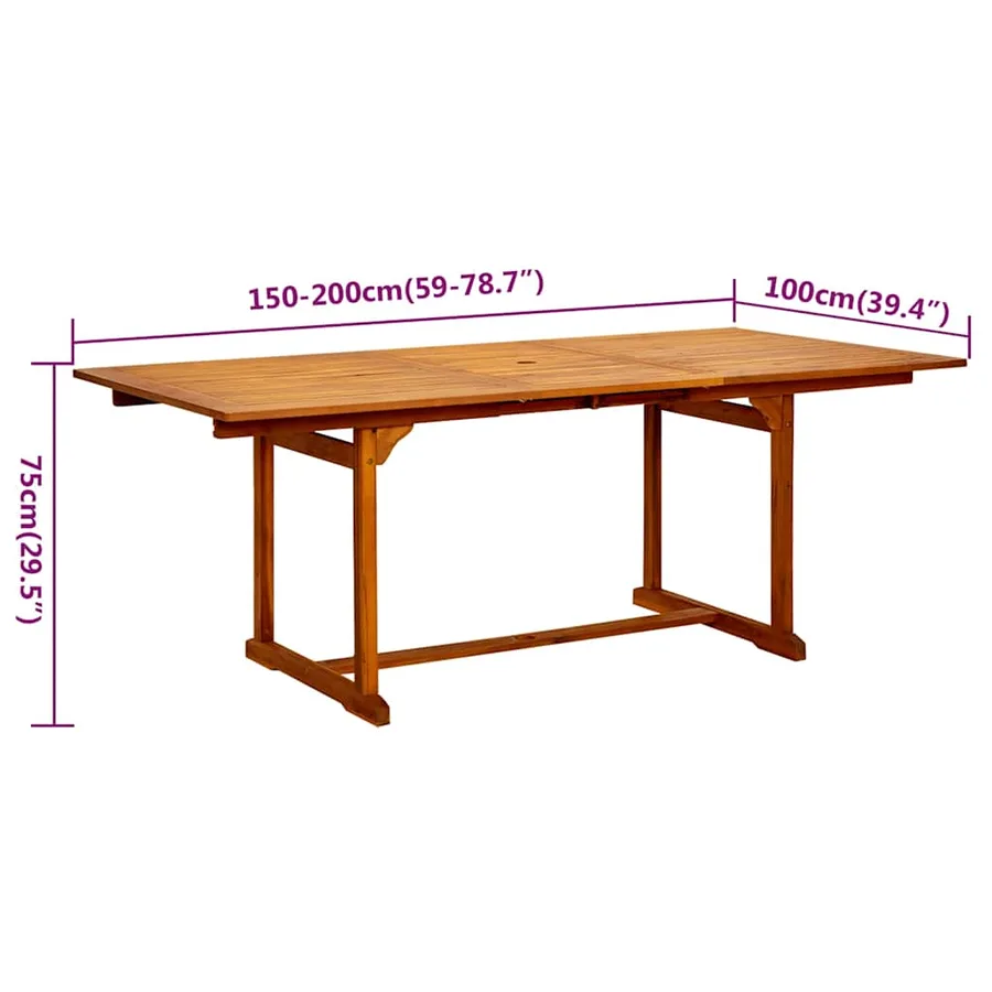 Ensemble à manger de jardin 7 pcs Bois d'acacia massif 150-200 cm - 9