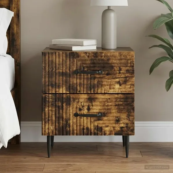 Cabinet de chevet avec tiroir Chêne fumé 43 x 34,5 x 47,5 cm
