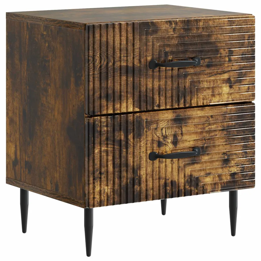 Cabinet de chevet avec tiroir Chêne fumé 43 x 34,5 x 47,5 cm - 2