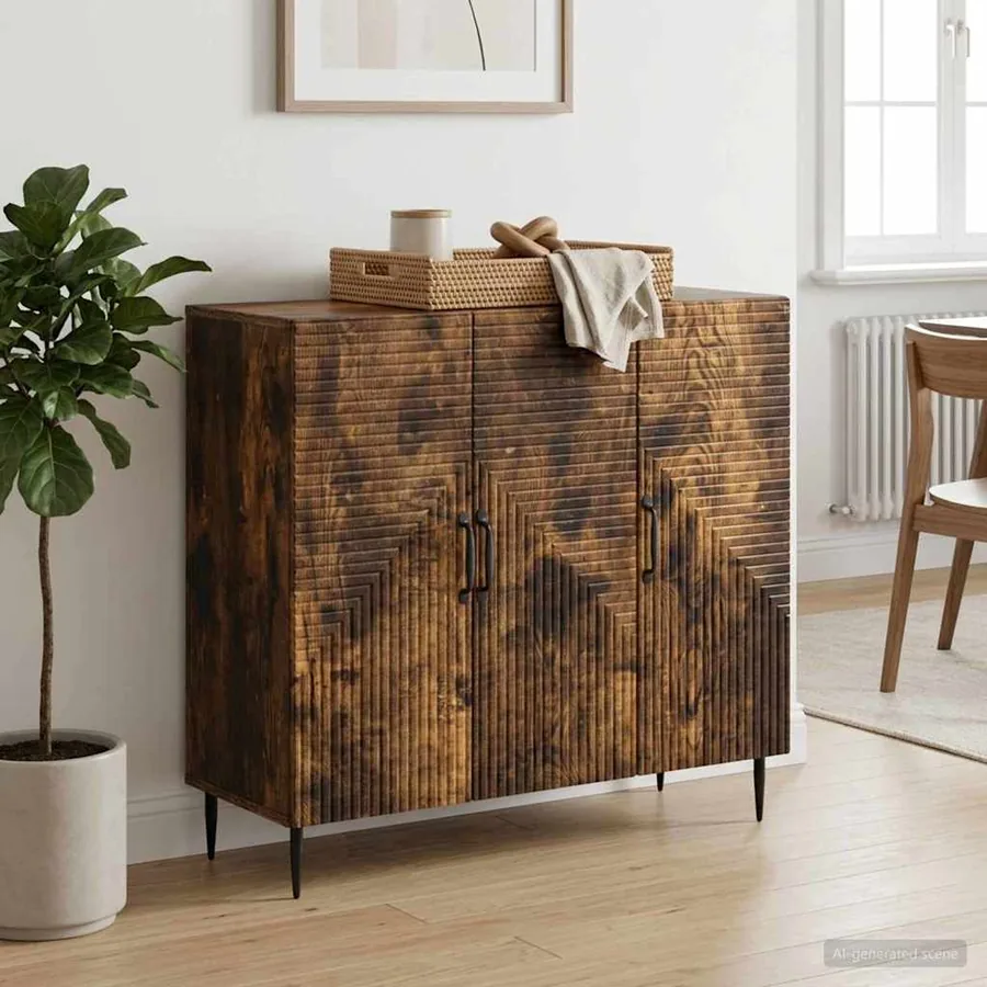 Buffet Chêne fumé 89 x 34,5 x 80 cm Bois d'ingénierie