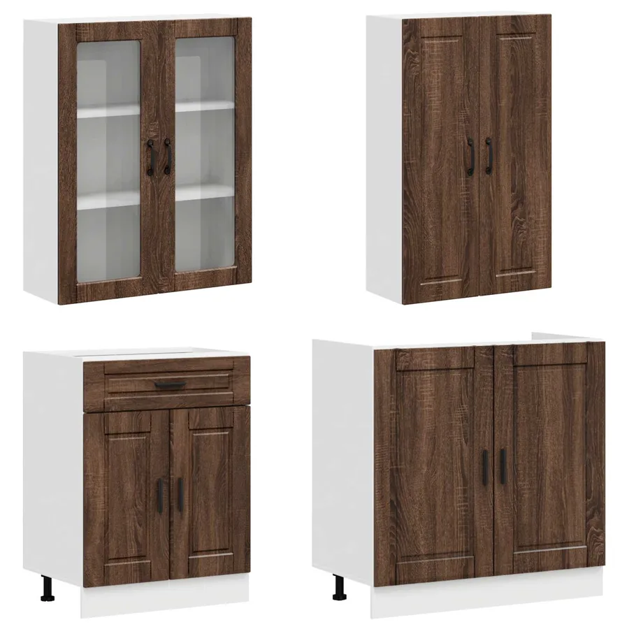 Unité de cuisine PORTO 4 pcs Chêne brun Bois d'ingénierie - 3