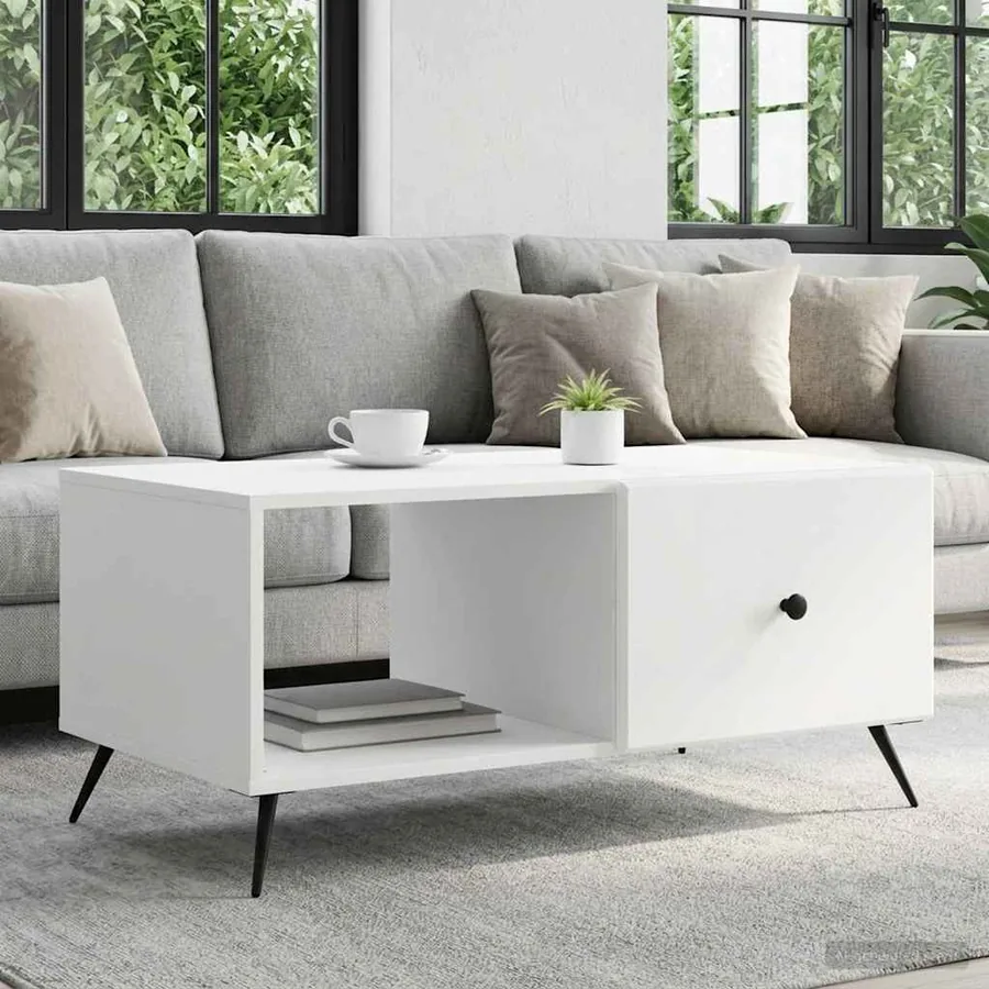 Table basse Blanc 90 x 50 x 40 cm Bois d'ingénierie