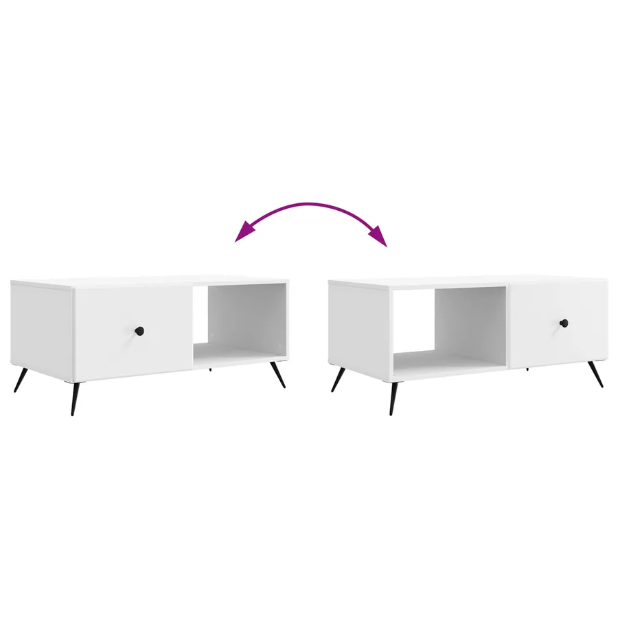 Table basse Blanc 90 x 50 x 40 cm Bois d'ingénierie - 10