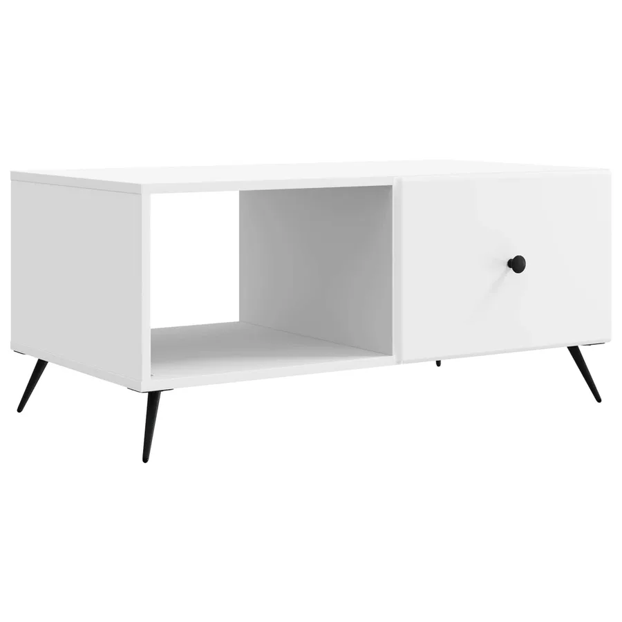 Table basse Blanc 90 x 50 x 40 cm Bois d'ingénierie - 2