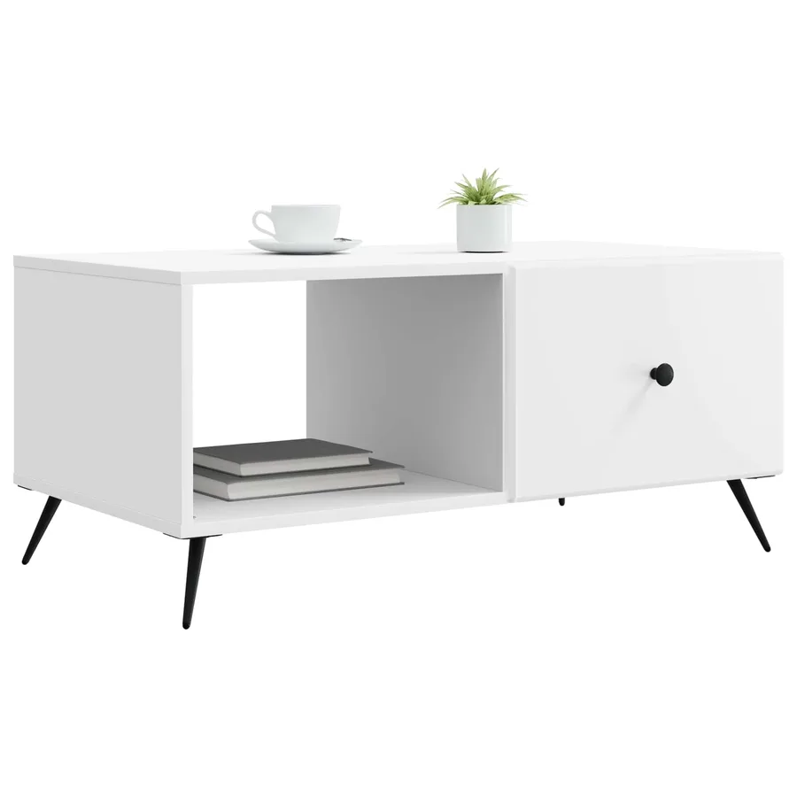 Table basse Blanc 90 x 50 x 40 cm Bois d'ingénierie - 3