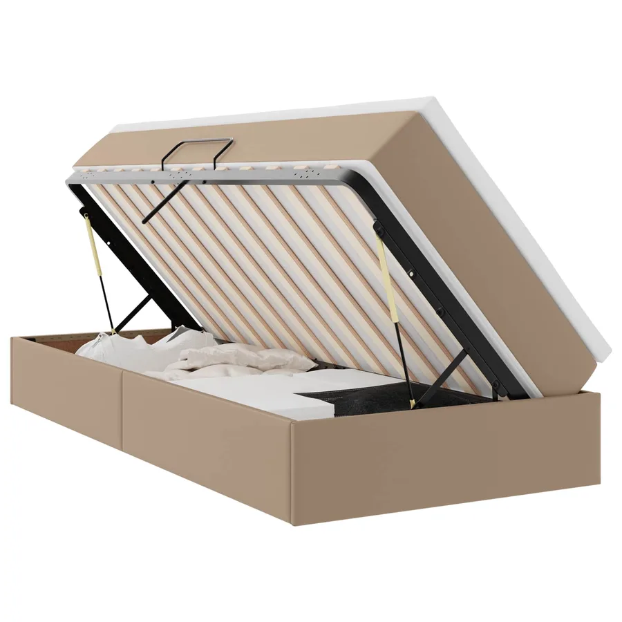 Lit avec rangement et matelas Cappuccino 90 x 200 cm - 2