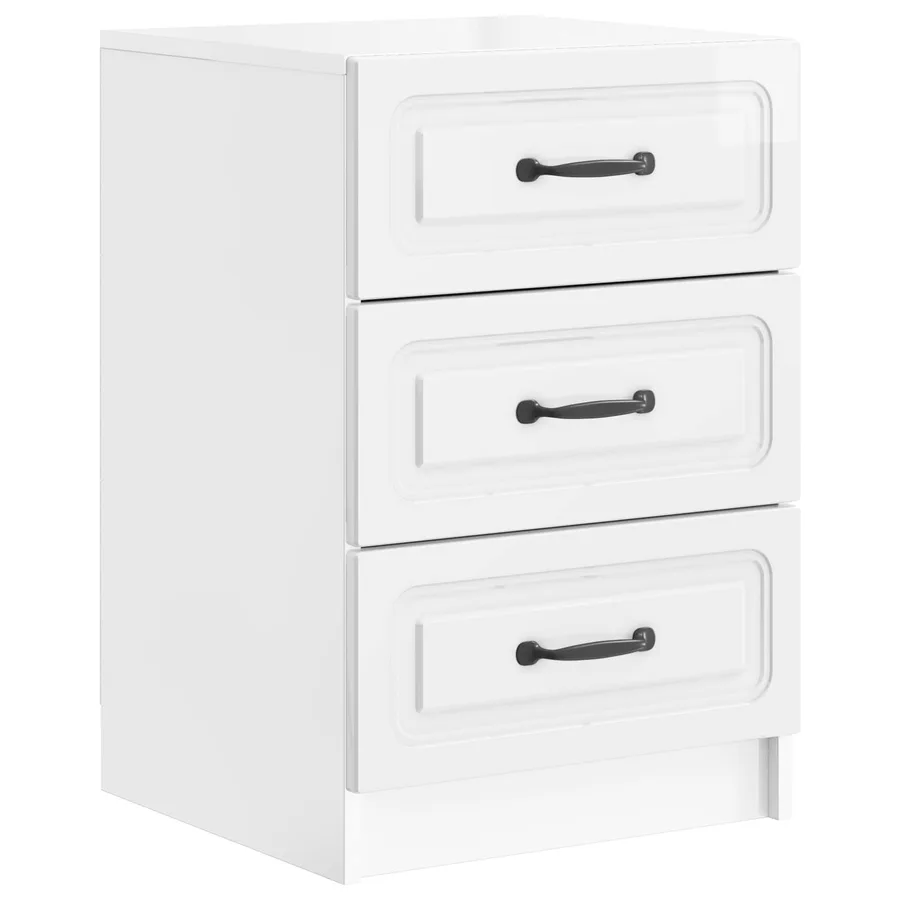 Cabinet de chevet avec tiroir Blanc brillant 43 x 41 x 63,5 cm - 2