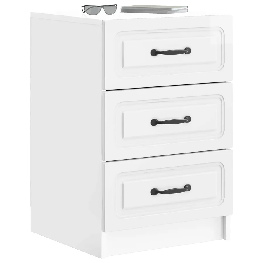 Cabinet de chevet avec tiroir Blanc brillant 43 x 41 x 63,5 cm - 3