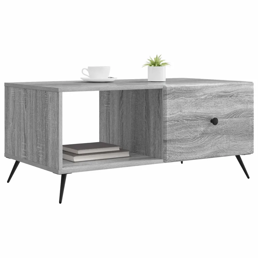 Table basse Sonoma gris 90 x 50 x 40 cm Bois d'ingénierie - 3